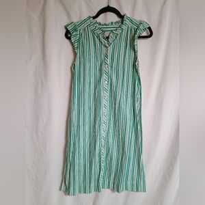 LOFT Green and White Striped Shirt Dress